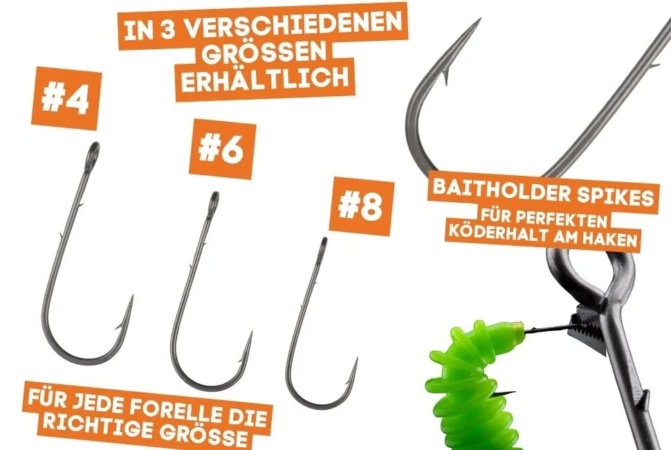 Zite Fishing ProSharp Chebu-Haken Set – 30 Stück, Größen #4/#6/#8, Teflon-beschichtet, Mit Baitholder Für Forelle & Barsch