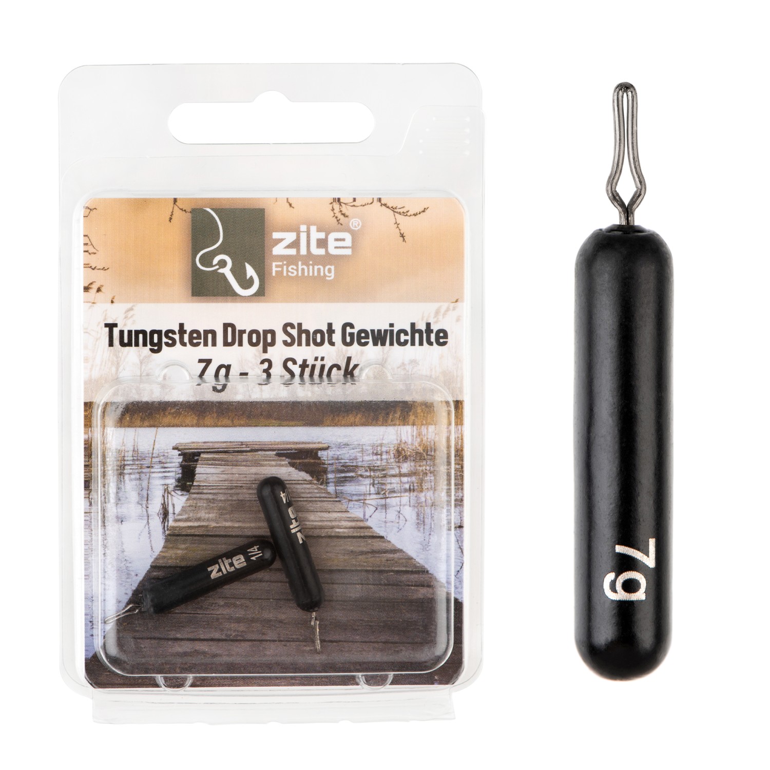 Tungsten Drop Shot Gewicht 3,5-14g Matt-Schwarz Stabform Klemmöse Zite Fishing - Bild 11 von 13