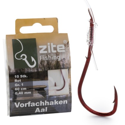 Aalhaken mit Vorfach Schnur Monofil Gebunden Gr. 1 10 STK Zite Fishing