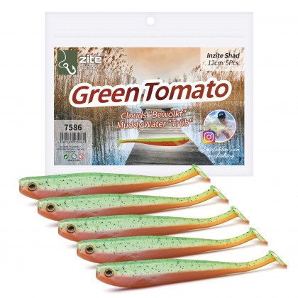 Inzite Shad Gummifisch Zander Angeln 5 Stück 12cm Green Tomato