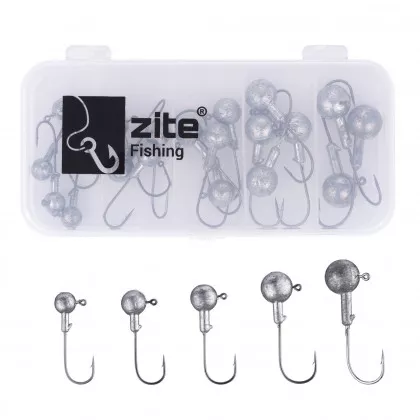 Jighaken Sortiment Light 24 Stück in Box 5 Größen & Gewichte Zite Fishing