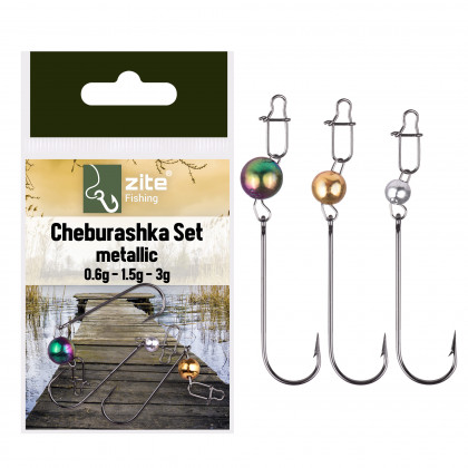 Tungsten Cheburashka Set Haken Wirbel Montage Metallic 3 Stück Zite Fishing