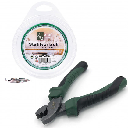 Zite Fishing Klemmhülsenzange 15 cm + Stahlvorfach auf Rolle 6 kg