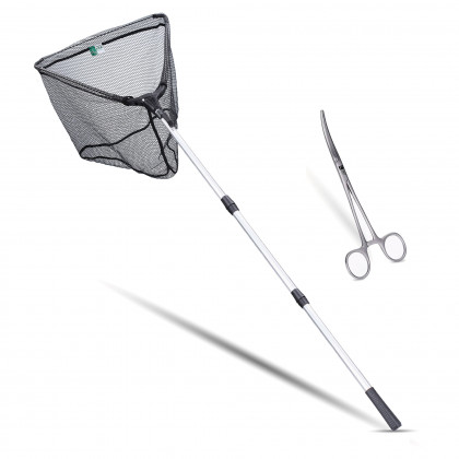 Angelkescher Gummiert 210cm 3-Teilig als Unterfangkescher + Hakenlöserzange Zite Fishing