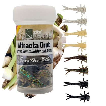 Attracta Grub Natur Mix Knoblauch Forellenköder 5 cm Larvenimitat 8 Stück