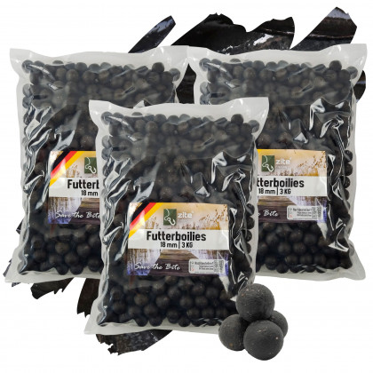 Zite Fishing Futterboilies Fisch schwarz 18 mm 3x3 kg