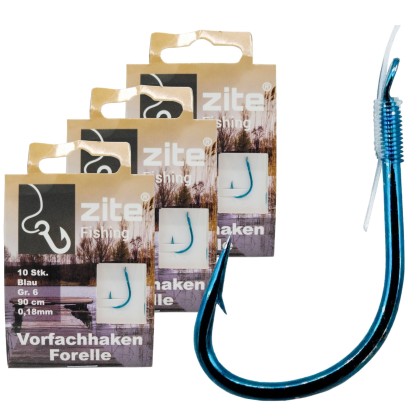 Zite Fishing 3x10 Vorfachhaken Gr. 6 mit Schnur Forelle