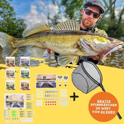 Raubfisch-Set XXL - Inzite Shads Creature Baits Finesse & Dropshot Starterset + GRATIS Spinnkescher