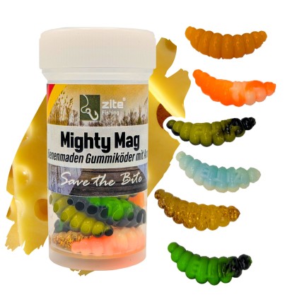 Mighty Mag Bienenmade Allround Mix Käse Gummiköder Forelle 2,8 cm 12 Stück