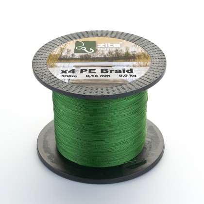 Angelschnur 4-Fach geflochten grün 0,18mm 550m Spule Zite Fishing