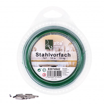 Stahlvorfach Raubfisch Angeln auf 10m Rolle 12 kg mit Quetschhülsen Zite Fishing