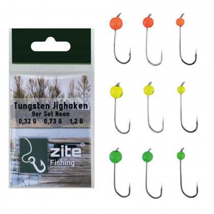 Tungsten Jighaken Neon 0,3-1,2 g 9 Stück Forellenhaken Zite Fishing