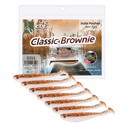 Inzite Pershad Classic Brownie 8 cm 7 STK Gummiköder Barsch