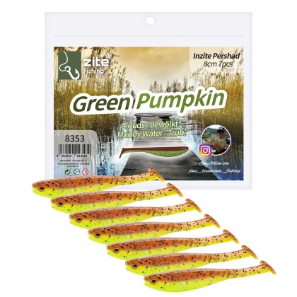 Inzite Pershad Green Pumpkin 8 cm 7 STK Gummiköder Barsch