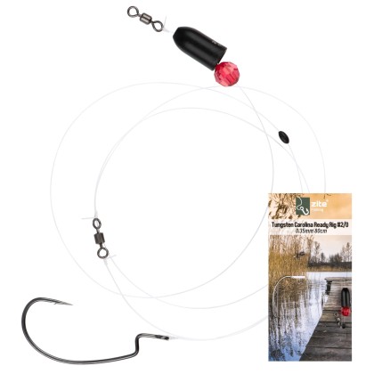 Zite Fishing Tungsten Carolina Ready Rig #2/0 Offset Hook, 14g Tungsten Angelgewicht & 80cm Fluorocarbon-Vorfachmaterial