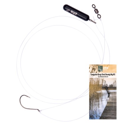 Zite Fishing Tungsten Drop Shot Ready Rig #S mit 7g Gewicht, DS Haken & Fluorocarbon-Coated Vorfach als Fertigmontage
