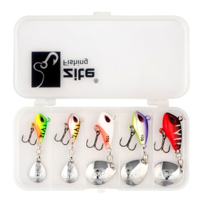 Jigspinner Set 5-15g Neon Spin Jigs 5 Stück mit Köderbox