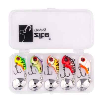 Jigspinner Set 10-20g Neon Spin Jigs Zander & Barschköder 5 Stück mit Köderbox