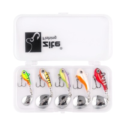 Jigspinner Sortiment 5-15g Neon Raubfischköder Spin Jigs 5 Stück mit Köderbox
