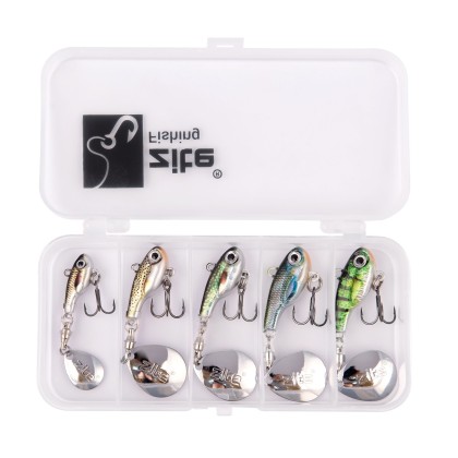 Zite Fishing Jigspinner Set 5-15g 3D Natur Design Spin Jigs Köder 5 Stück mit Köderbox