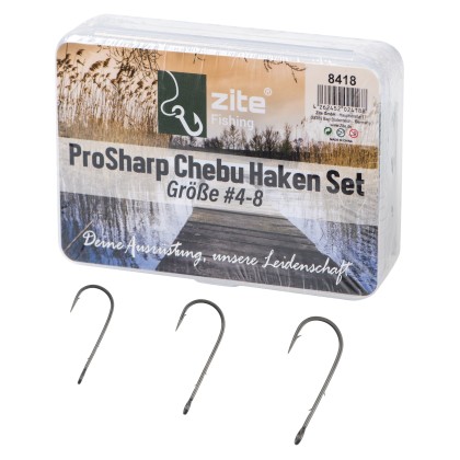 Zite Fishing ProSharp Chebu Haken Set #4-8 30 tlg. Teflon-Haken mit Baitholder für Cheburashka-Rig Forelle & Barsch 