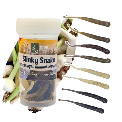 Zite Fishing Slinky Snake Natur Mix Knoblauch 8 cm 8 St. Schlangenförmig Gummi