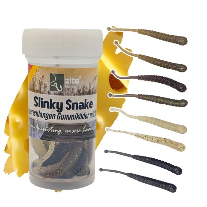 Zite Fishing Slinky Snake Natur Mix Käse 8 cm 8 St. Schlangenförmig Gummi