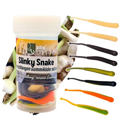 Zite Fishing Slinky Snake Allround Mix Knoblauch 8 cm 8 St. Schlangenförmig Gummi
