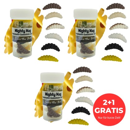 Mighty Mag Bienenmade Natur Mix Käse Gummiköder Forelle 2,8 cm 36 Stück