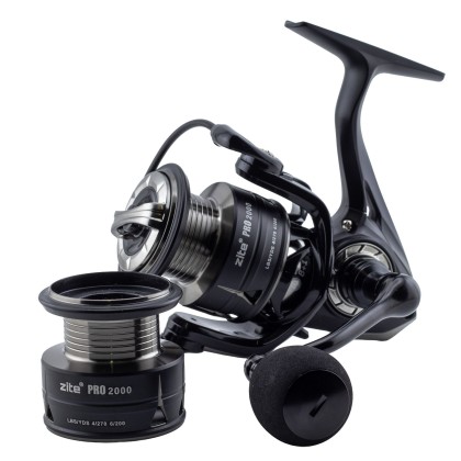 Zite Fishing Spinning Reel Pro 2000 Spinnrolle mit Frontbremse 8+1 2 Aluminiumspulen für Spinnfischen