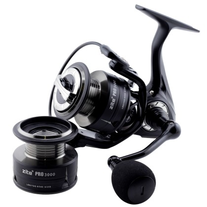 Zite Fishing Spinning Reel Pro 3000 Spinnrolle mit Frontbremse 8+1 2 Aluminiumspulen für Spinnfischen