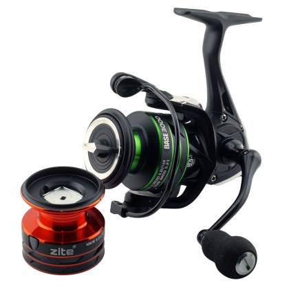 Spinning Reel Base 3000 Spinnrolle mit Frontbremse 5+1 2 Aluminiumspulen für Forelle & Barsch Spinnfischen