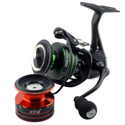 Zite Fishing Spinning Reel Base 4000 Spinnrolle mit Frontbremse 5+1 2 Aluminiumspulen für Forelle & Barsch Spinnfischen