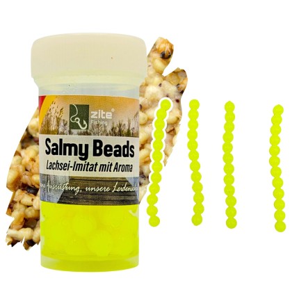 Salmy Beads Bienenmadenöl gelb 8 mm 60 Stück Köder Trout Eggs Zite Fishing