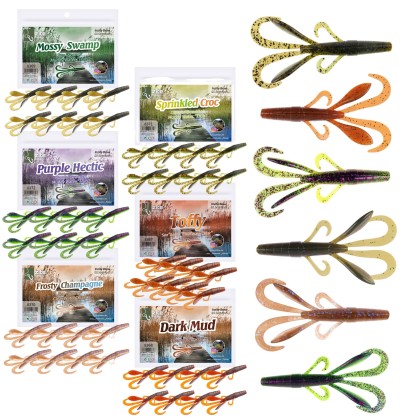Zite Fishing Inzite Braw Set 48 Gummikrebse in 6 Farben 10,5 cm Creature Bait Krebsimitat Gummiköder Barsch & Zander