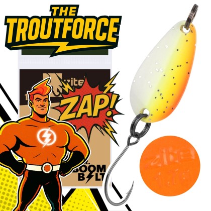 The Troutforce Spoon ZAP! 1,7 g – Mr. Boombolt – UV-aktiver UL Forellenköder Zite Fishing 
