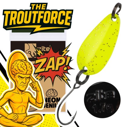 The Troutforce Spoon ZAP! 1,7 g – Neon Genius – UV-aktiver UL Spoon Zite Fishing