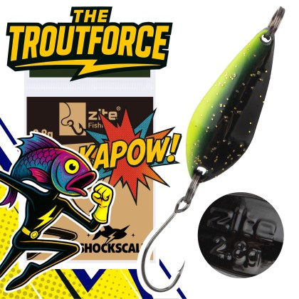 The Troutforce Spoon KAPOW! 2,8 g – Shockscale – UV-aktiver Spoon für Forellenangeln Zite Fishing