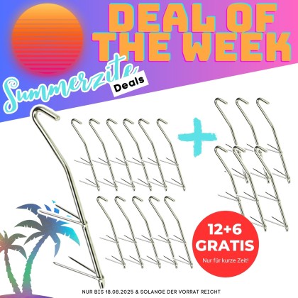 V-Räucherhaken 12+6 Gratis Set Edelstahl Raücherzubehör für Fisch, Fleisch & mehr 