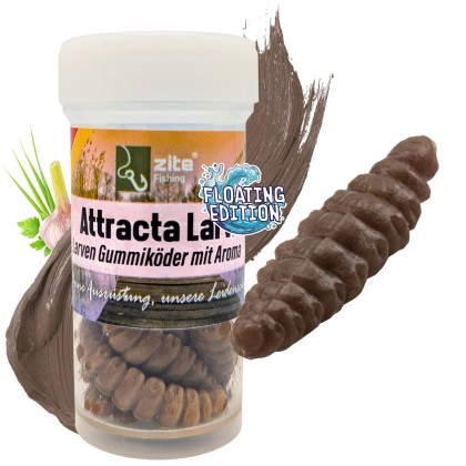Attracta Larv Braun Knoblauch Aroma Floating Edition 3,5 cm 8 STK Larven Imitat Gummi