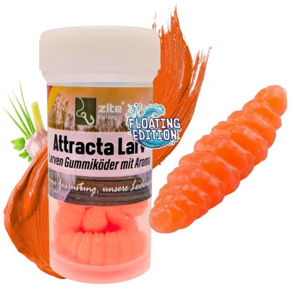 Attracta Larv Orange Knoblauch Aroma Floating Edition 3,5 cm 8 STK Larven Imitat Gummi