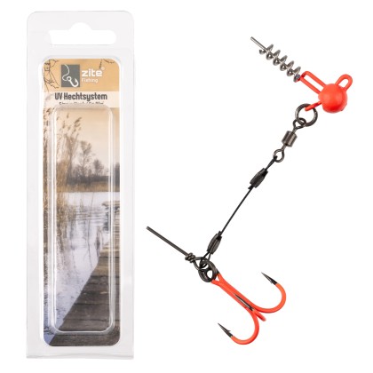 Zite Fishing Hecht-System Single Hook UV-Aktiv 5g - ideal für Hechtköder 12-15 cm