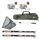 Zite Fishing Angelset für Karpfenangler und Einsteiger - 2 Angelruten mit Rollen, Kescher und Transporttasche