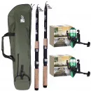 Zite Fishing 2x Teleskoprute 2,40 m + 2x Forellenrolle bespult + Rutentasche 1 m