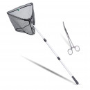 Kescher Gummiertes Netz 160cm als Angelkescher + Hakenlöser Zange Zite Fishing