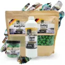 Zite Fishing Angelfutter Set 16mm Pop Up's, 20mm Boilies, 1 kg Grundfutter + und 500ml Liquid in Muschelaroma