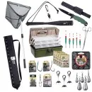 Angelkoffer mit Zubehör Befüllt Werkzeug Kescher Gummiert & Mehr von Zite Fishing