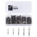 Angelwirbel Set 150 Stck. 5 Größen Karabinerwirbel in Box Zite Fishing