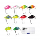 Zite Fishing Neon Mini-Wobbler Set 10 Stück UV-Aktiv in Köderbox