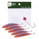 Forellenwürmer Blau Orange 5,5 cm 5 Stück mit einem Tungsten-Jighaken Zite Fishing